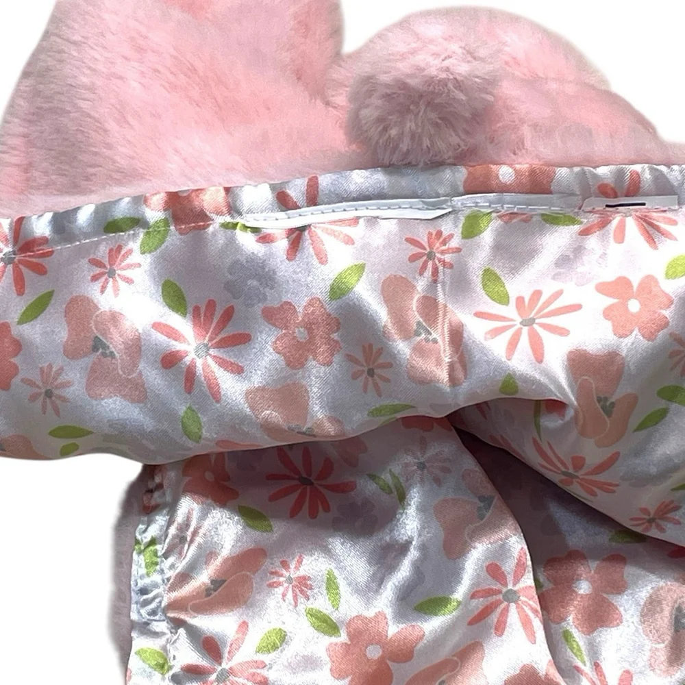 Parents Choice Elephant Lovey Floral Satin Security Blanket Plush Flower Pink